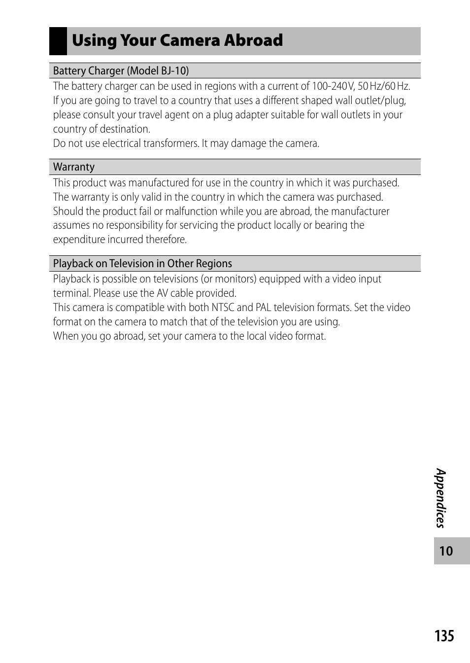 Using your camera abroad | Samsung CX4 User Manual | Page 136 / 144