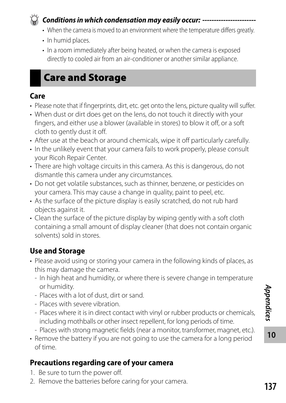 Care and storage | Samsung CX4 User Manual | Page 138 / 144