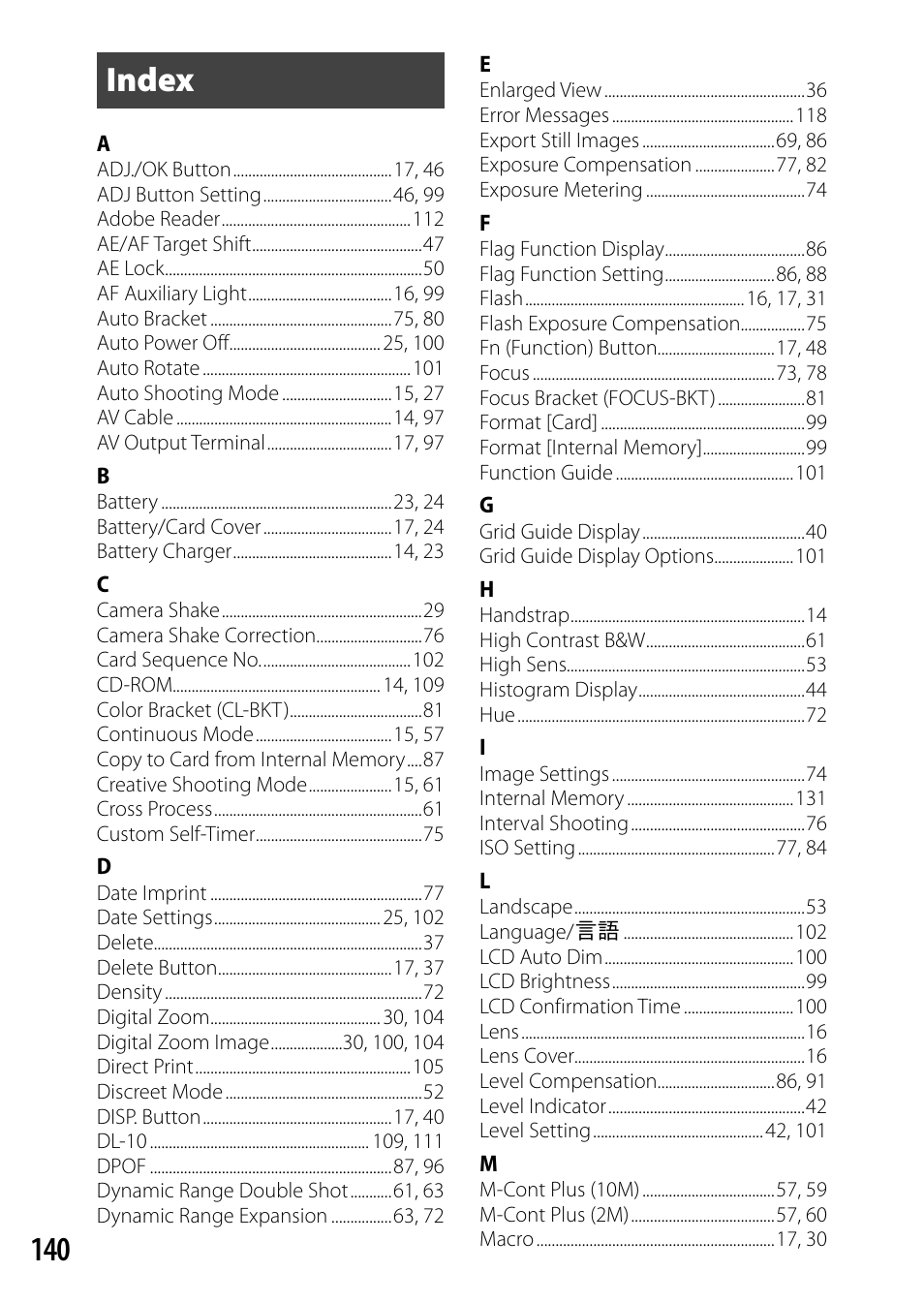 140 index | Samsung CX4 User Manual | Page 141 / 144