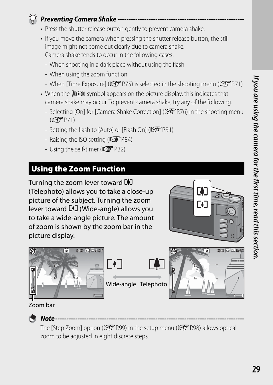 Using the zoom function, Preventing camera shake | Samsung CX4 User Manual | Page 30 / 144