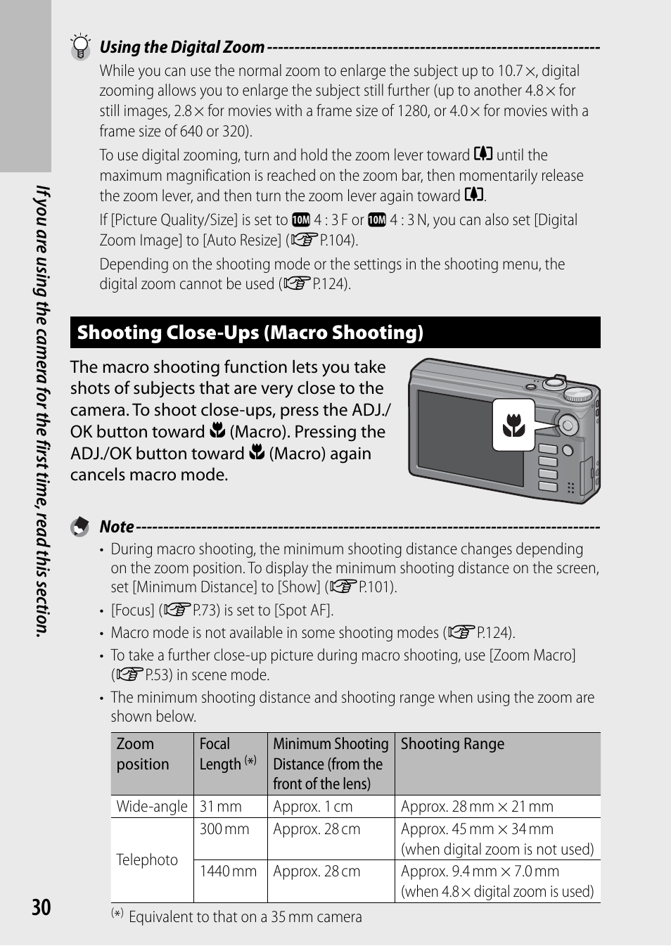 Shooting close-ups ( macro shooting) | Samsung CX4 User Manual | Page 31 / 144