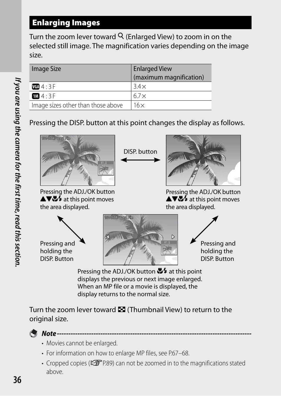 Enlarging images | Samsung CX4 User Manual | Page 37 / 144