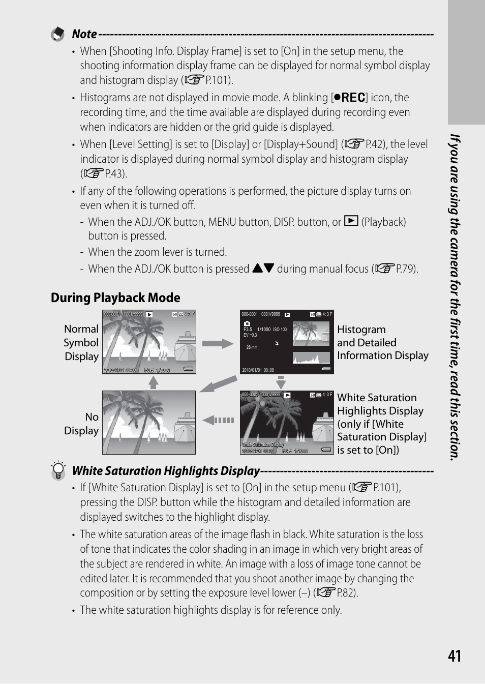During playback mode, White saturation highlights display | Samsung CX4 User Manual | Page 42 / 144