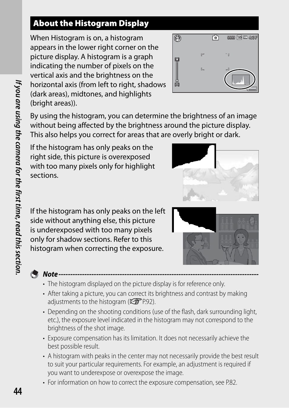 About the histogram display | Samsung CX4 User Manual | Page 45 / 144