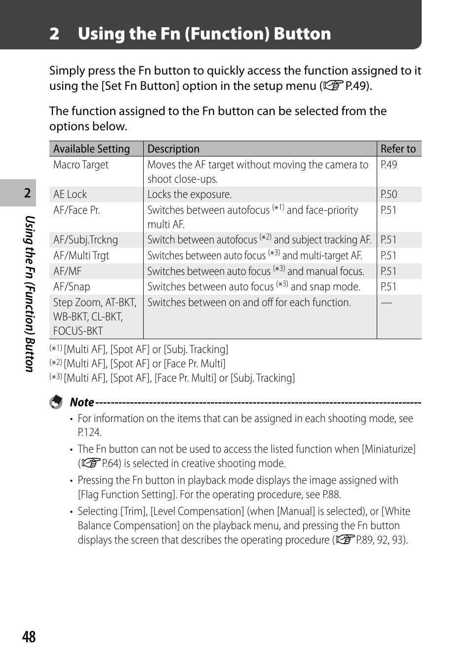 2 using the fn (function) button, Using the f n (f unc tion) butt on | Samsung CX4 User Manual | Page 49 / 144