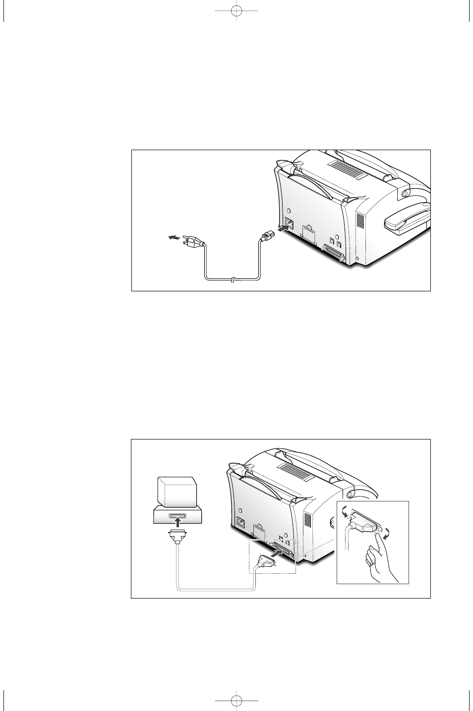 Printer cable (sf-5100p only), Power cord, If you want to turn it off, unplug the power cord | Samsung SF-5100 User Manual | Page 17 / 101