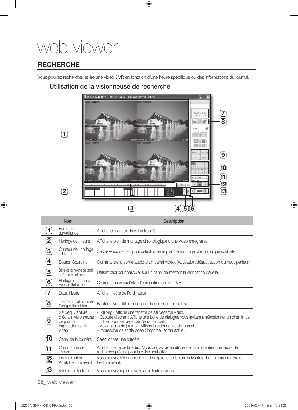 Web viewer, Recherche | Samsung SHR-1041 User Manual | Page 110 / 174
