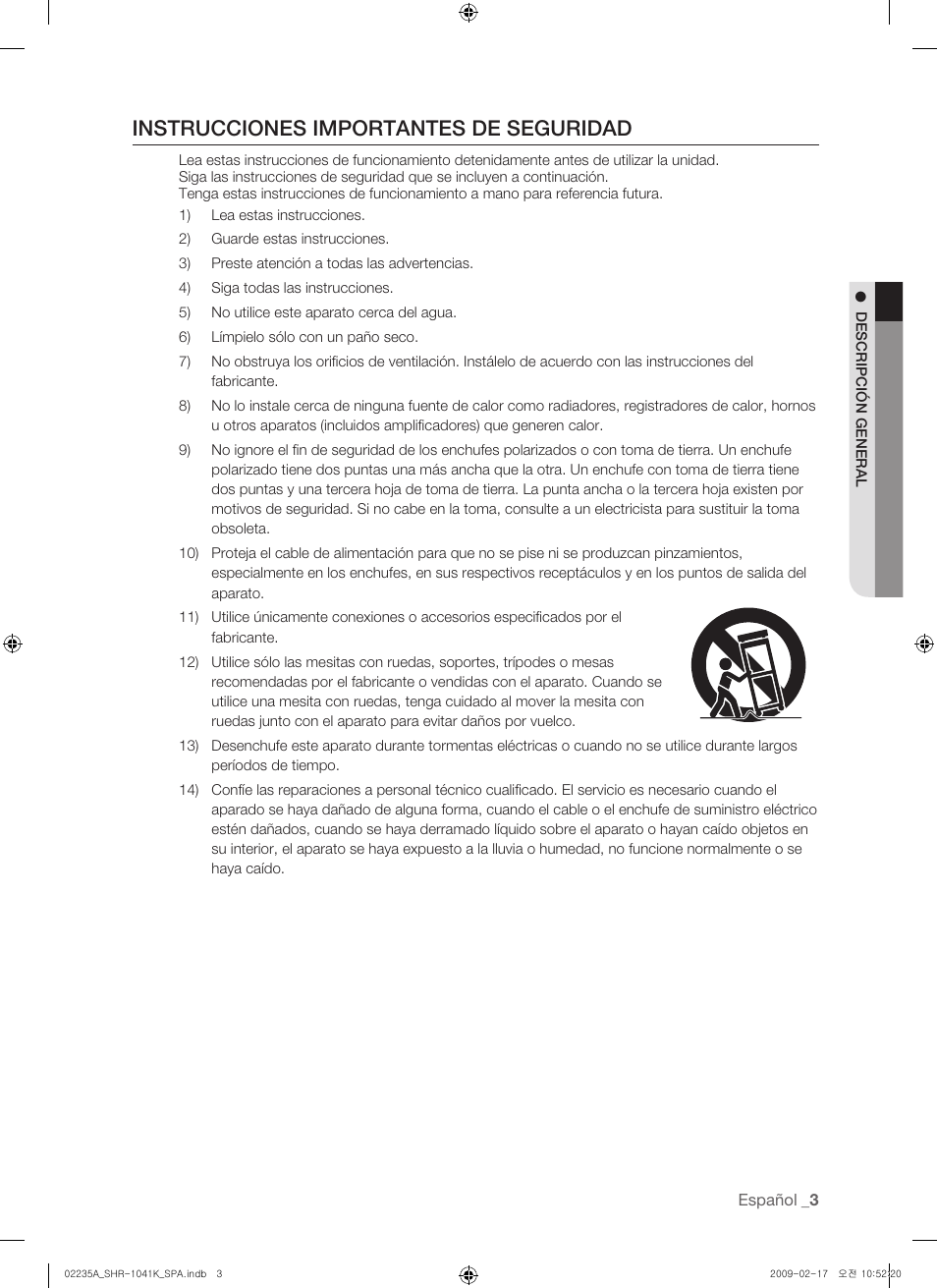 Instrucciones importantes de seguridad | Samsung SHR-1041 User Manual | Page 119 / 174