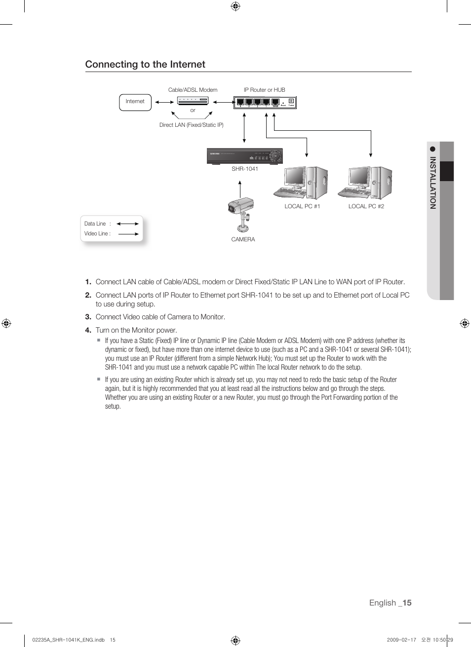 Connecting to the internet | Samsung SHR-1041 User Manual | Page 15 / 174