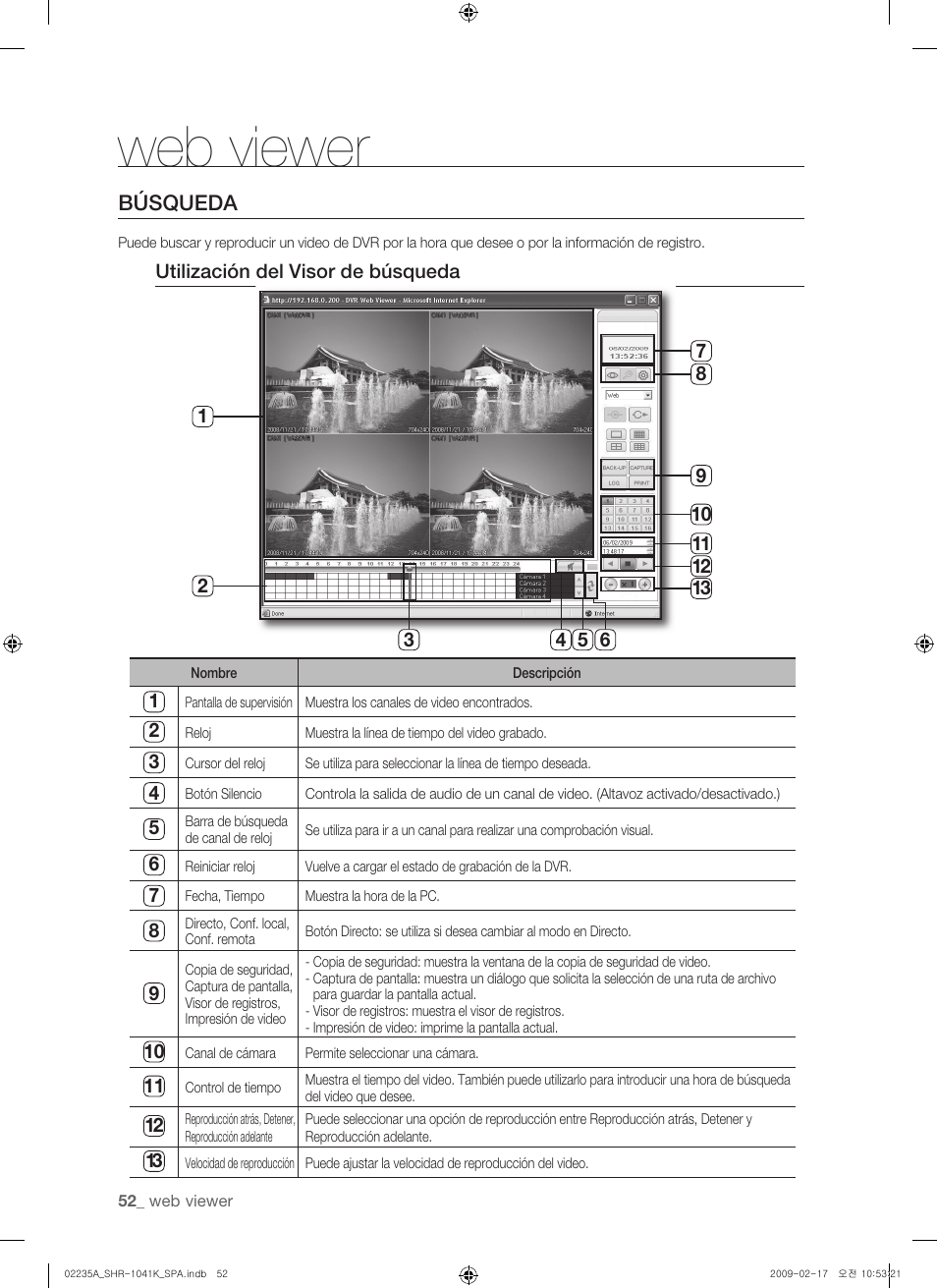 Web viewer, Búsqueda | Samsung SHR-1041 User Manual | Page 168 / 174
