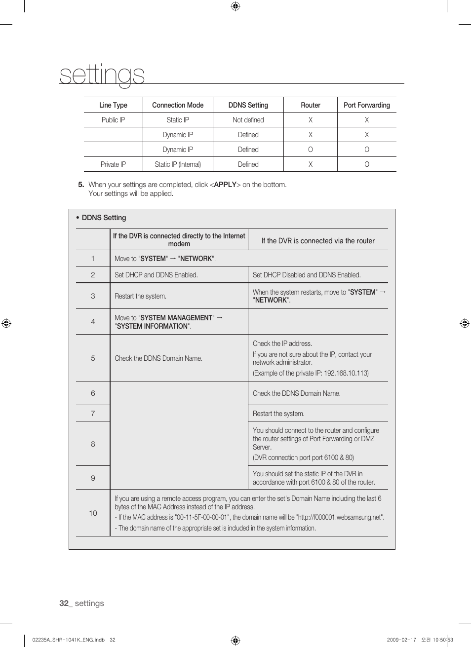 Settings | Samsung SHR-1041 User Manual | Page 32 / 174