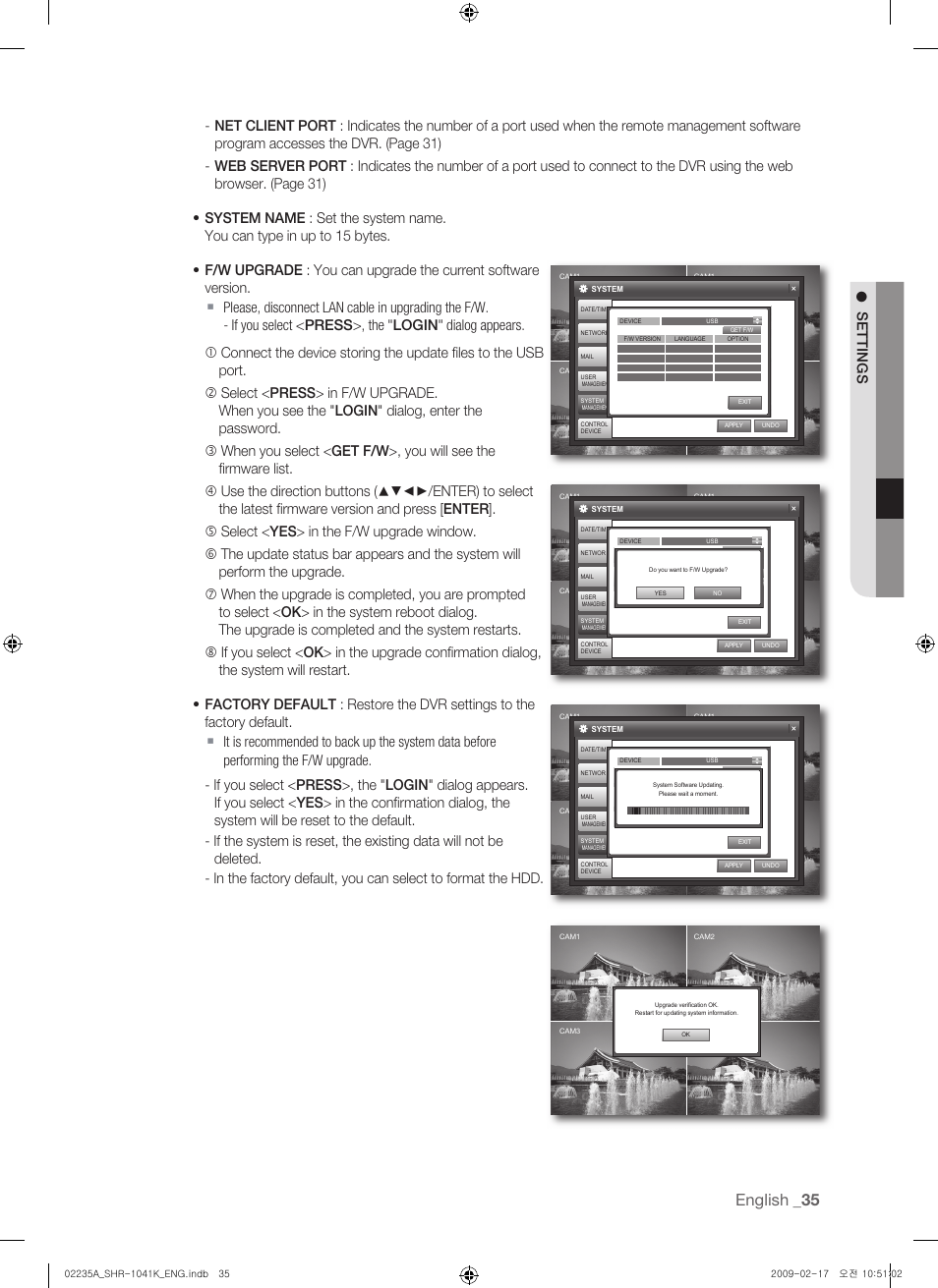English | Samsung SHR-1041 User Manual | Page 35 / 174