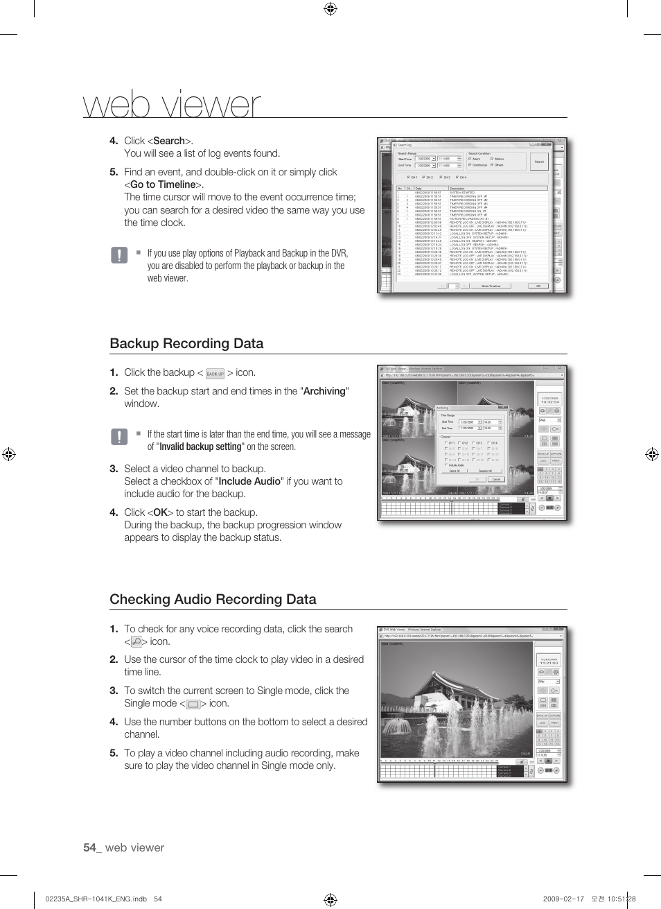 Web viewer | Samsung SHR-1041 User Manual | Page 54 / 174