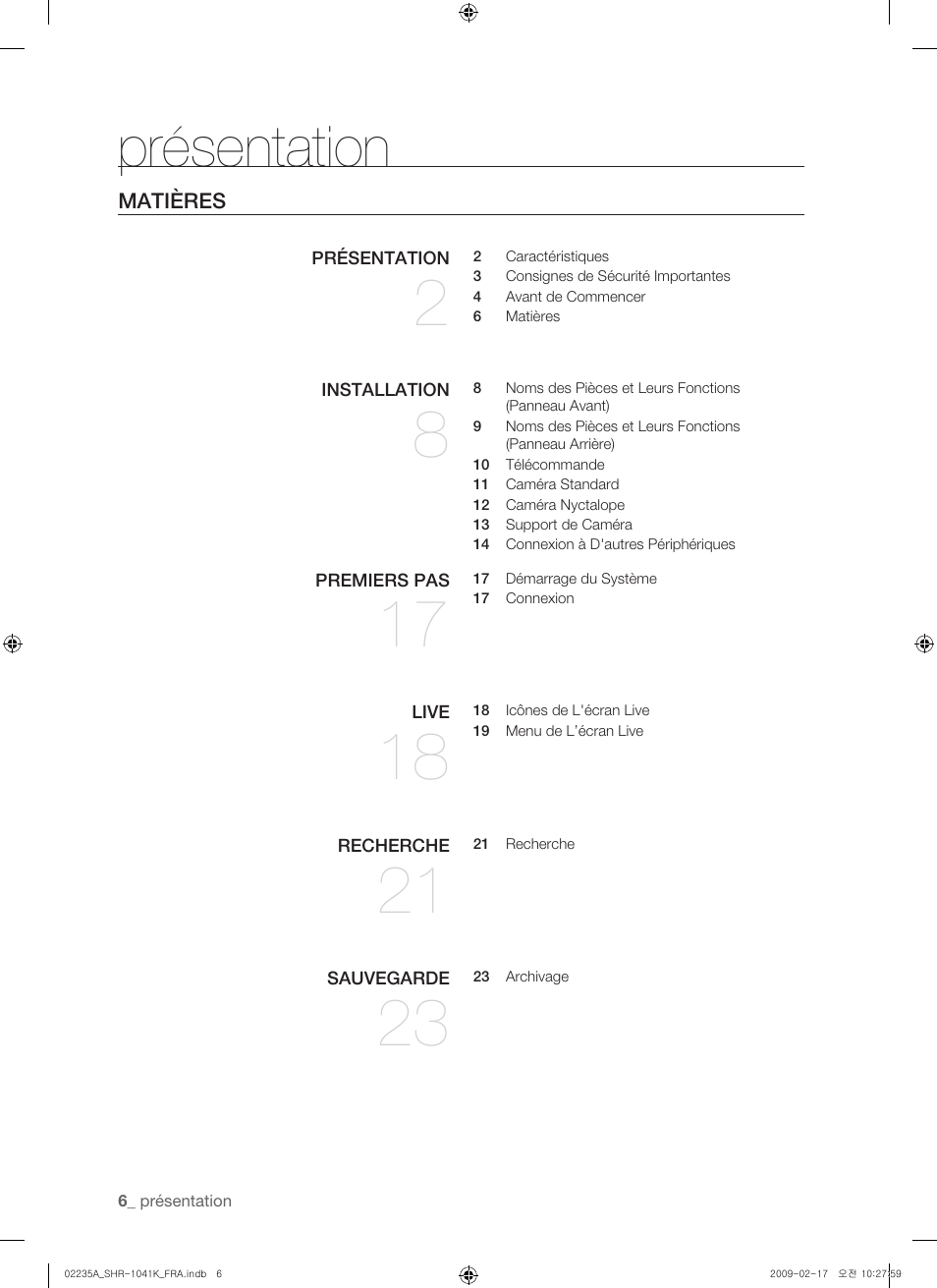 Présentation | Samsung SHR-1041 User Manual | Page 64 / 174