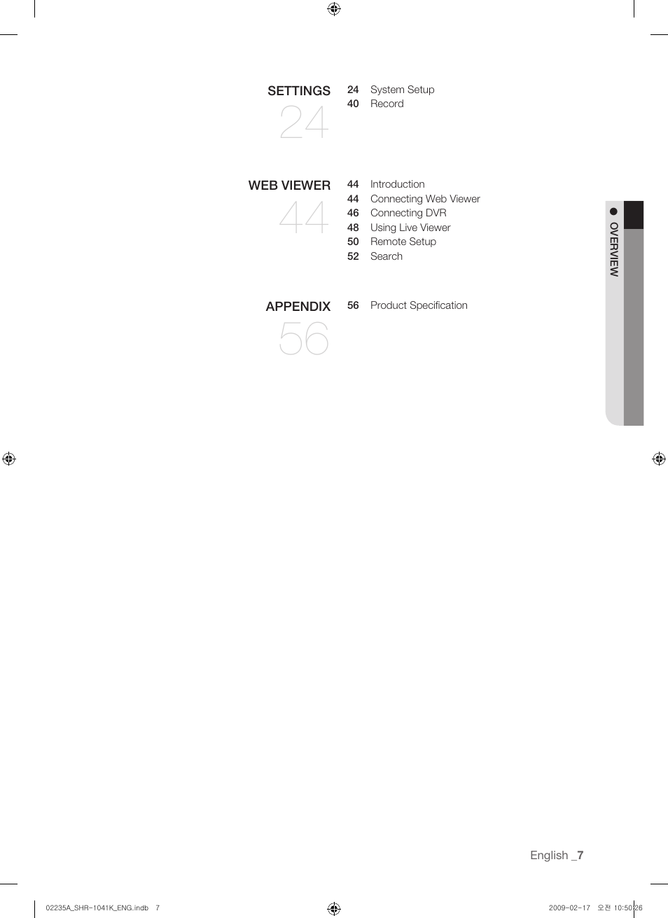 Samsung SHR-1041 User Manual | Page 7 / 174
