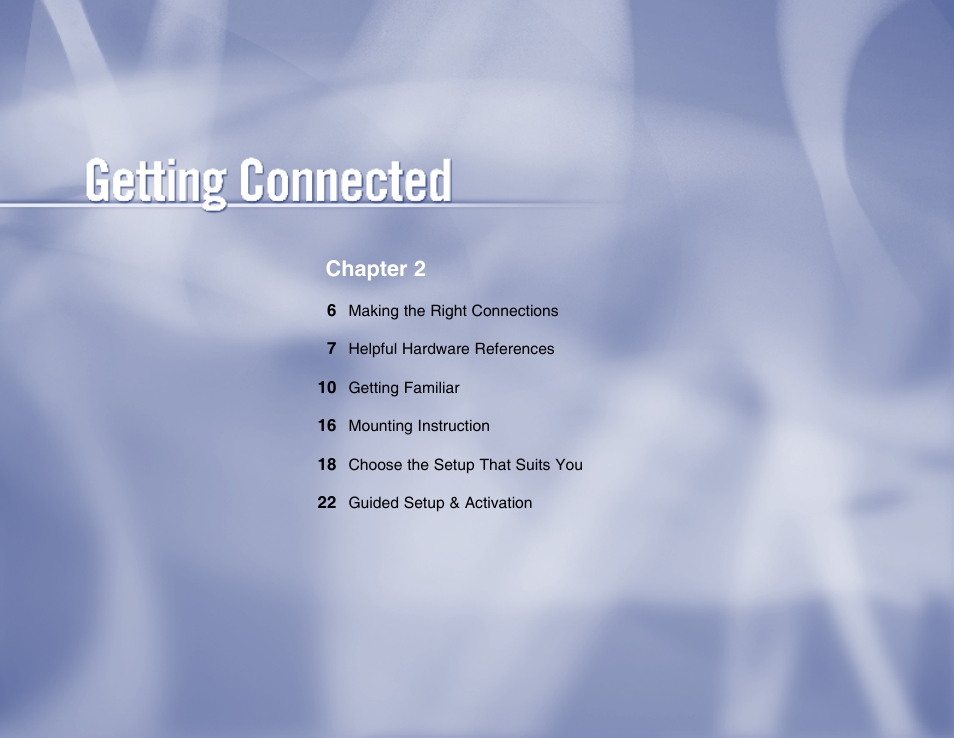 Chapter 2 – getting connected, Chapter 2 | Samsung SL10D10 User Manual | Page 13 / 83