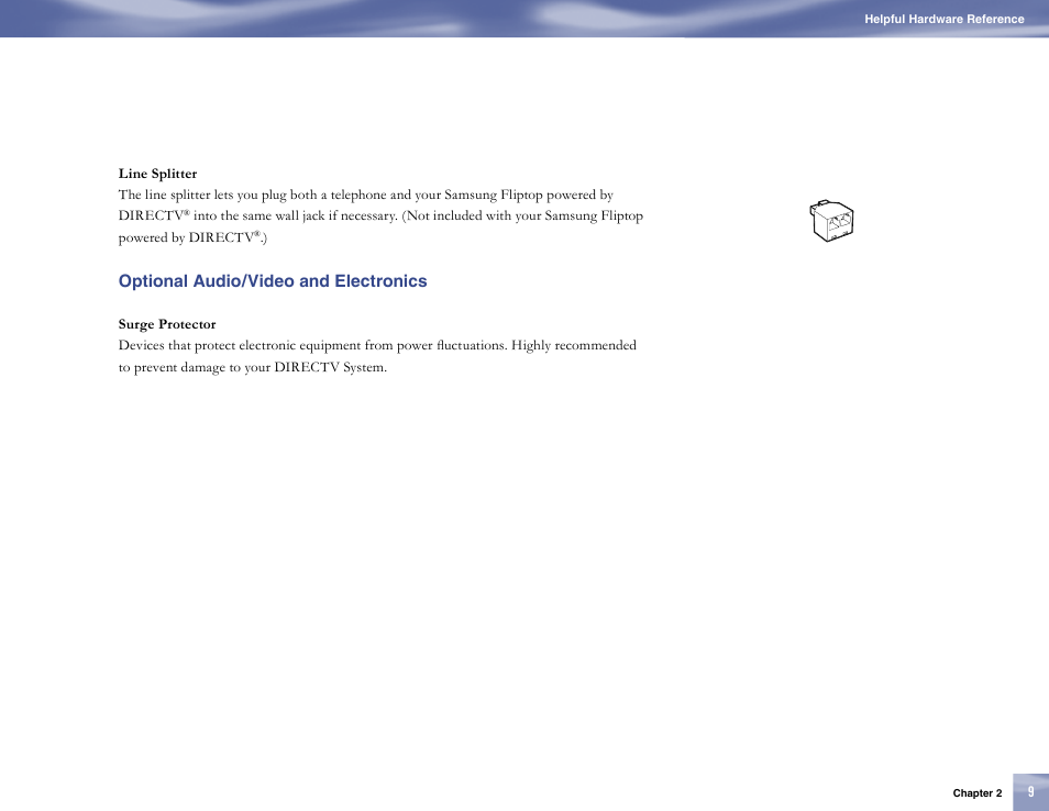 Optional audio/video and electronics | Samsung SL10D10 User Manual | Page 17 / 83