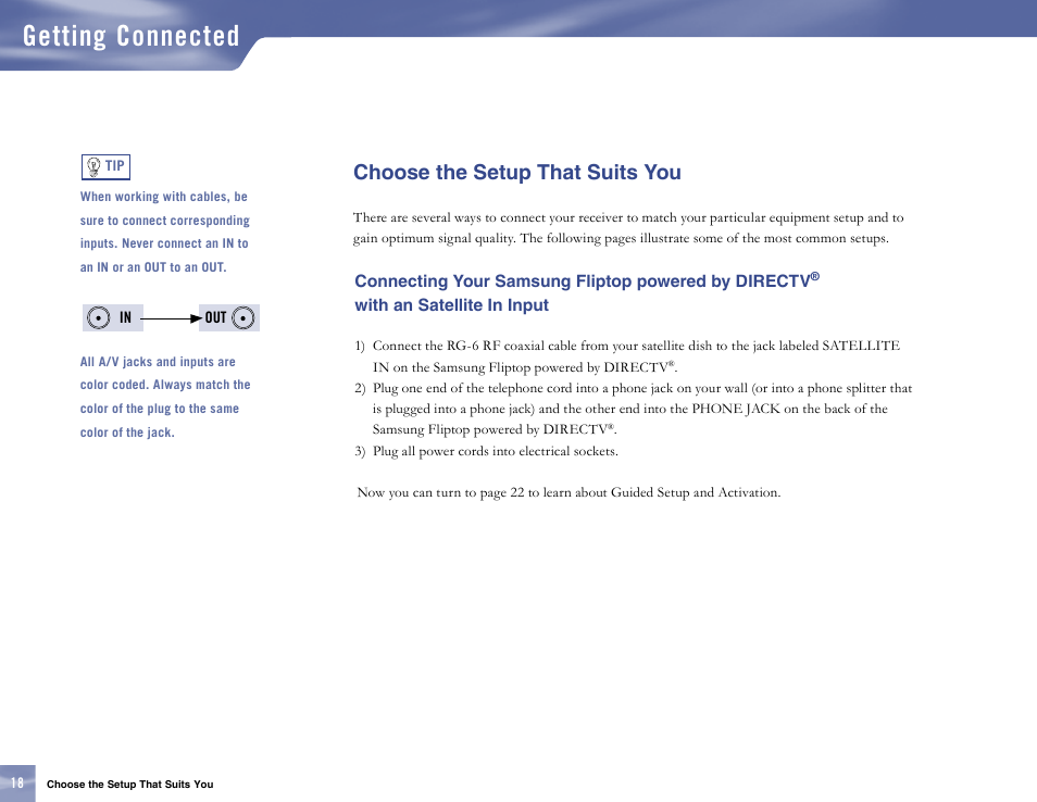 Choose the setup that suits you, Getting connected | Samsung SL10D10 User Manual | Page 26 / 83