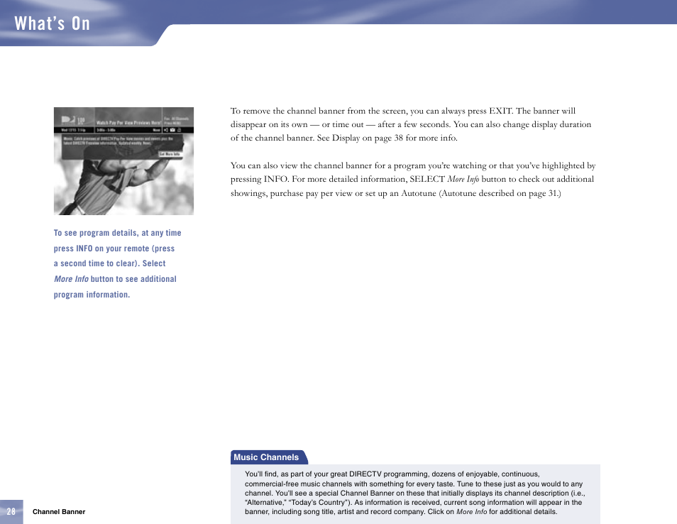 What’s on | Samsung SL10D10 User Manual | Page 36 / 83