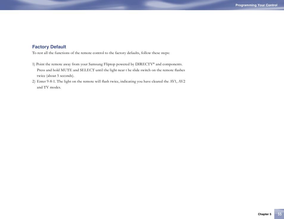 Factory default | Samsung SL10D10 User Manual | Page 63 / 83