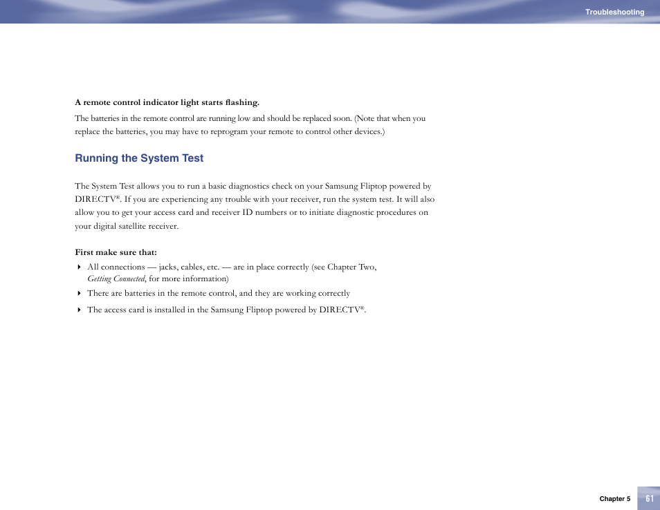 Running the system test | Samsung SL10D10 User Manual | Page 69 / 83