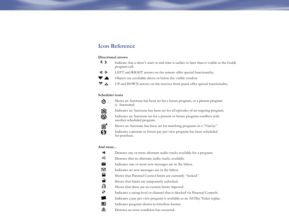 Icon reference | Samsung SL10D10 User Manual | Page 83 / 83