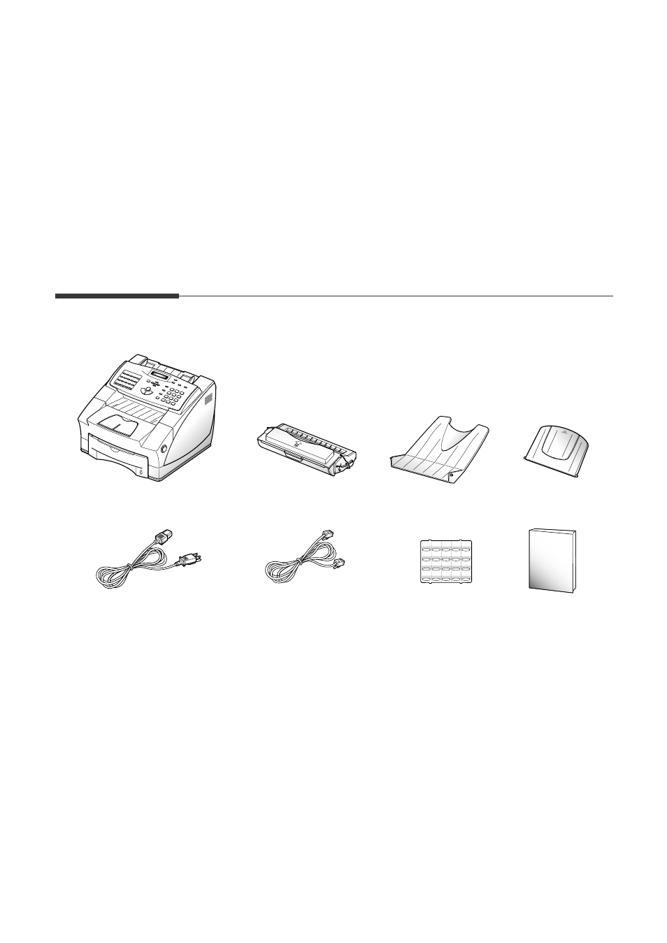 Setting up your machine, Unpacking, Telephone/modem line cord | One-touch label ac power cord | Samsung Msys 6750 User Manual | Page 10 / 104