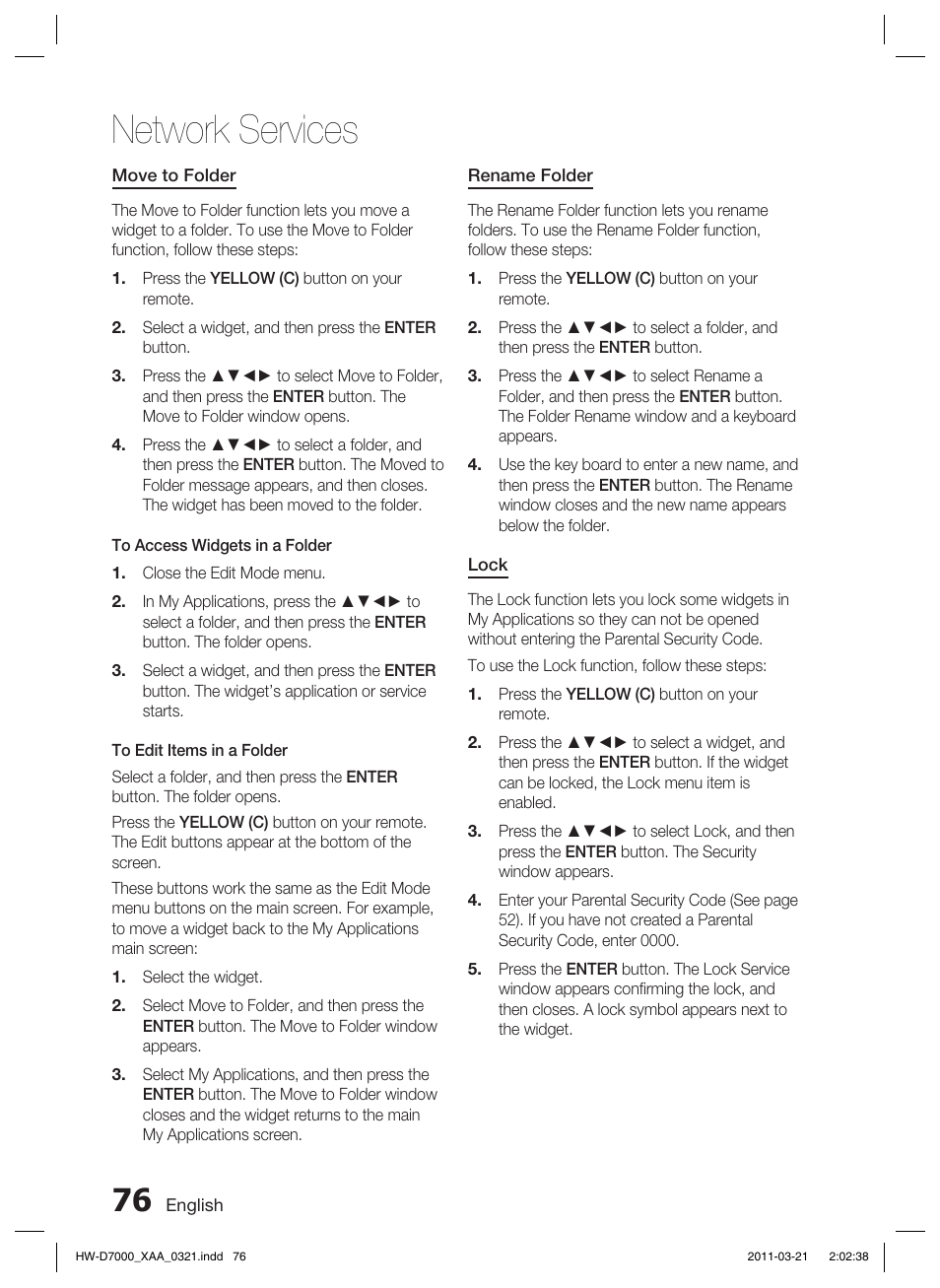 Network services | Samsung HW-D7000 User Manual | Page 76 / 87