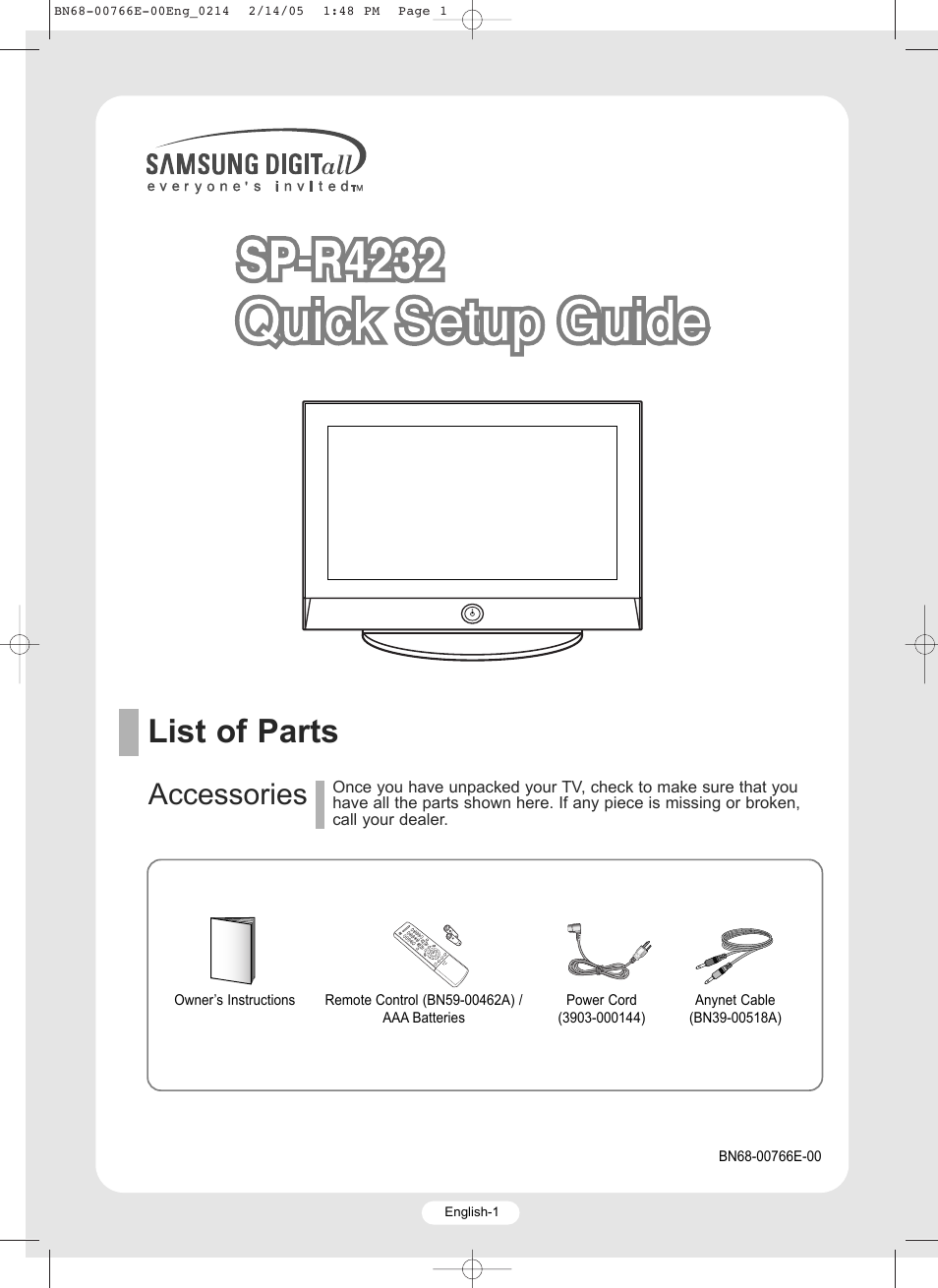 Samsung SP-R4232 User Manual | 16 pages