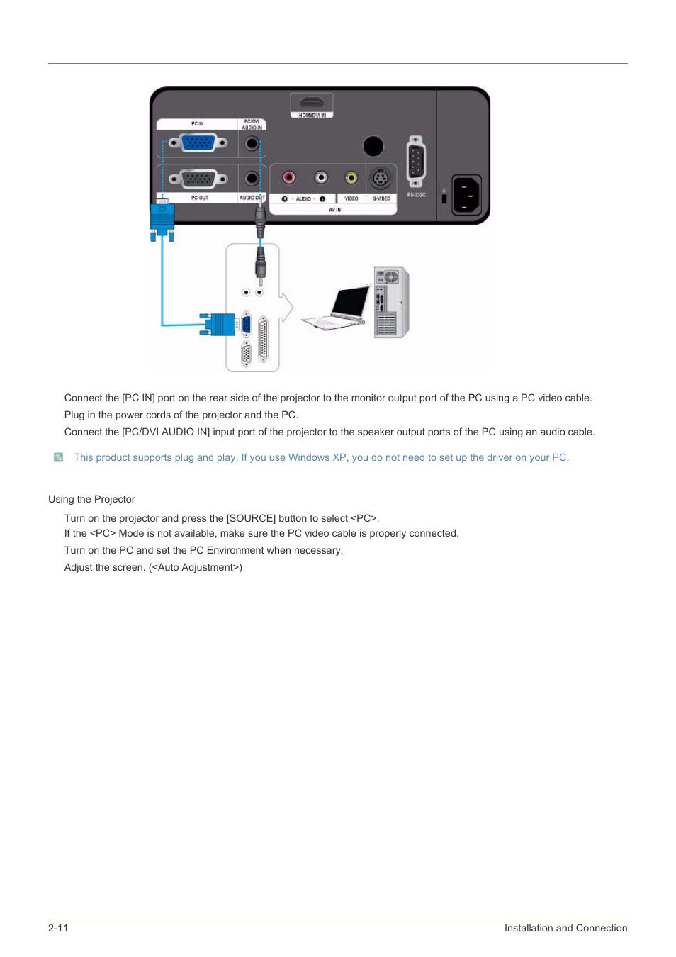 11 connecting with a pc, Connecting with a pc -11 | Samsung BP59-00134G-01 User Manual | Page 26 / 60