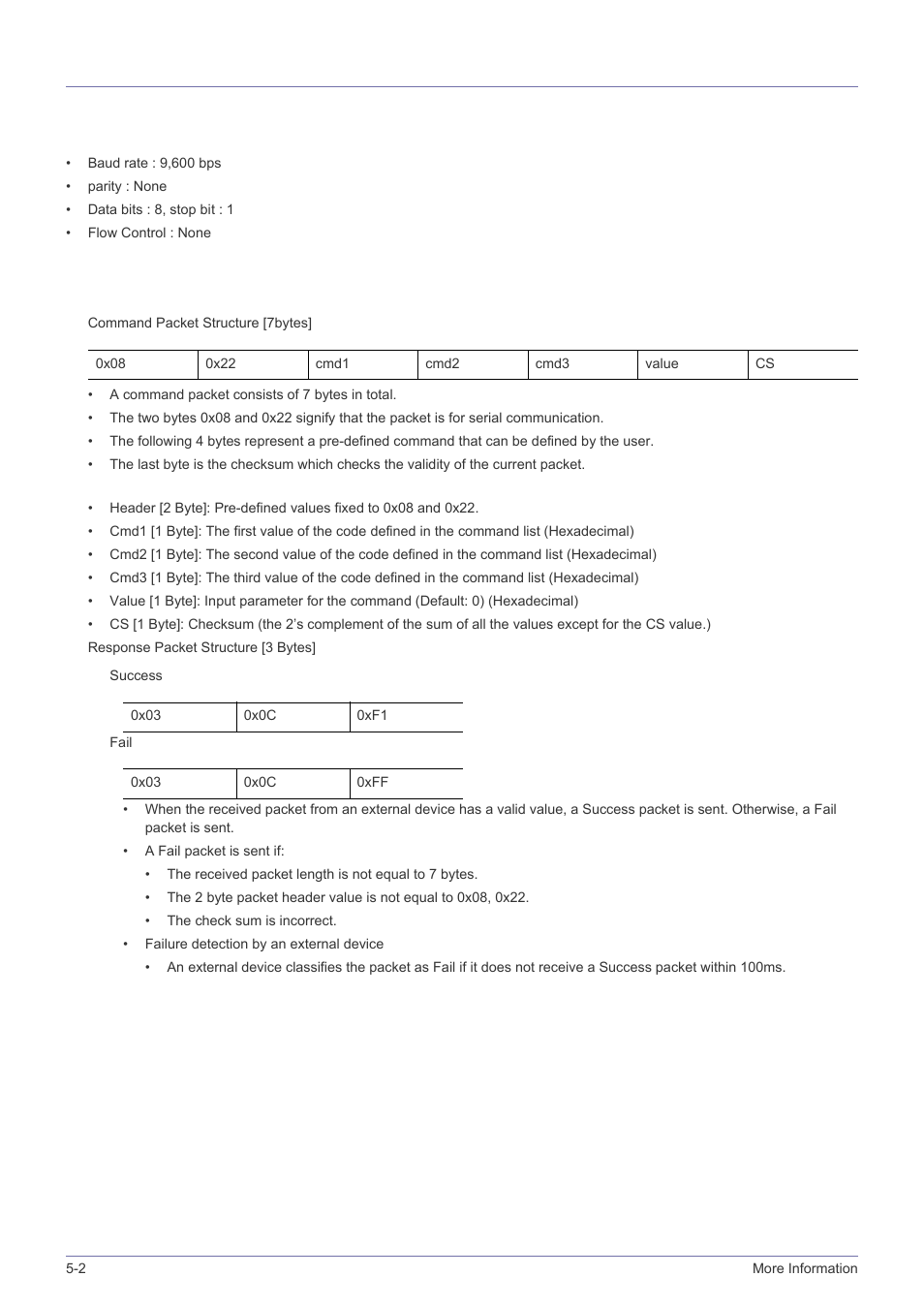 2 rs-232c command table, Rs-232c command table -2, Serial communication protocol | Samsung BP59-00134G-01 User Manual | Page 50 / 60