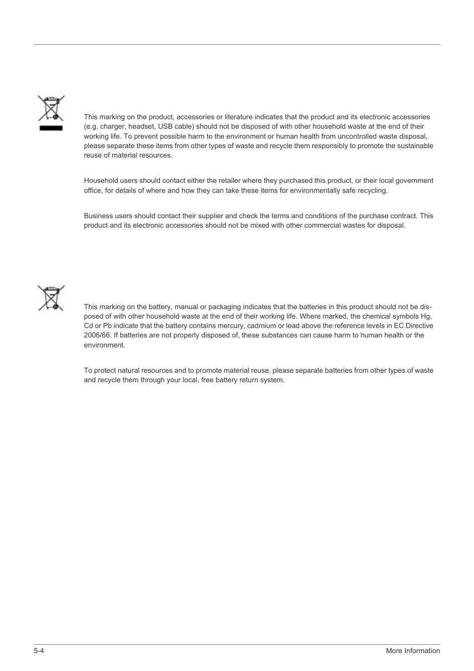 4 correct disposal - europe only, Correct disposal - europe only -4 | Samsung BP59-00134G-01 User Manual | Page 60 / 60