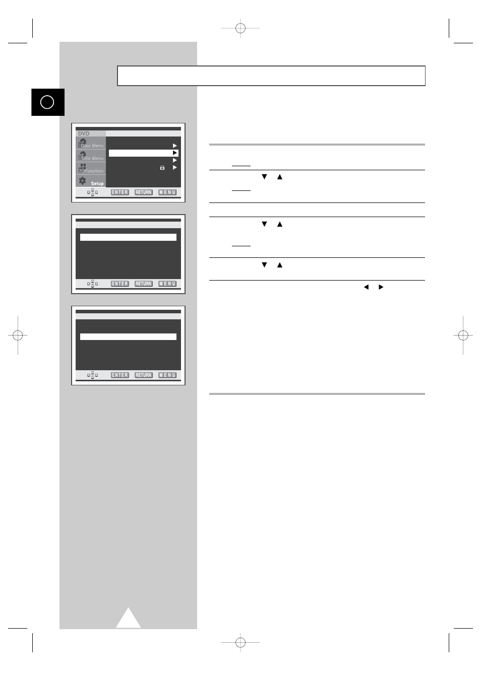 Setting up the audio options | Samsung DVD Television User Manual | Page 44 / 62