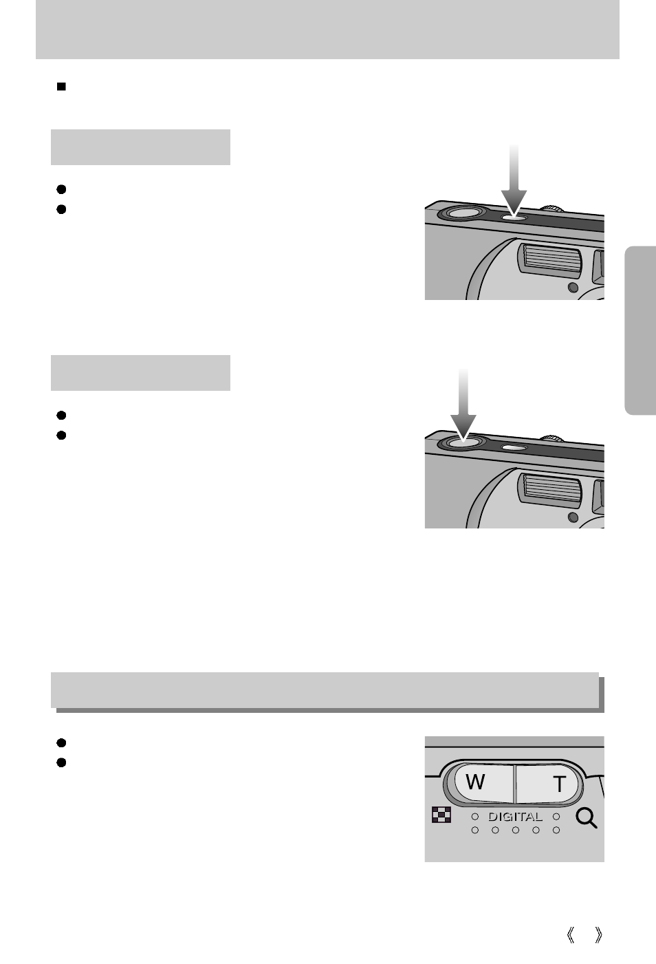 Using the camera buttons to adjust the camera, Wide / tele button | Samsung Digimax 202 User Manual | Page 25 / 100