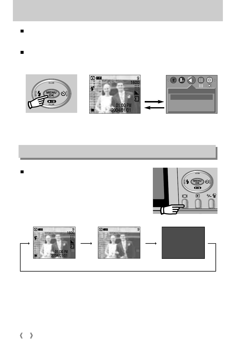 Menu/ ok button, Lcd button | Samsung Digimax 202 User Manual | Page 32 / 100