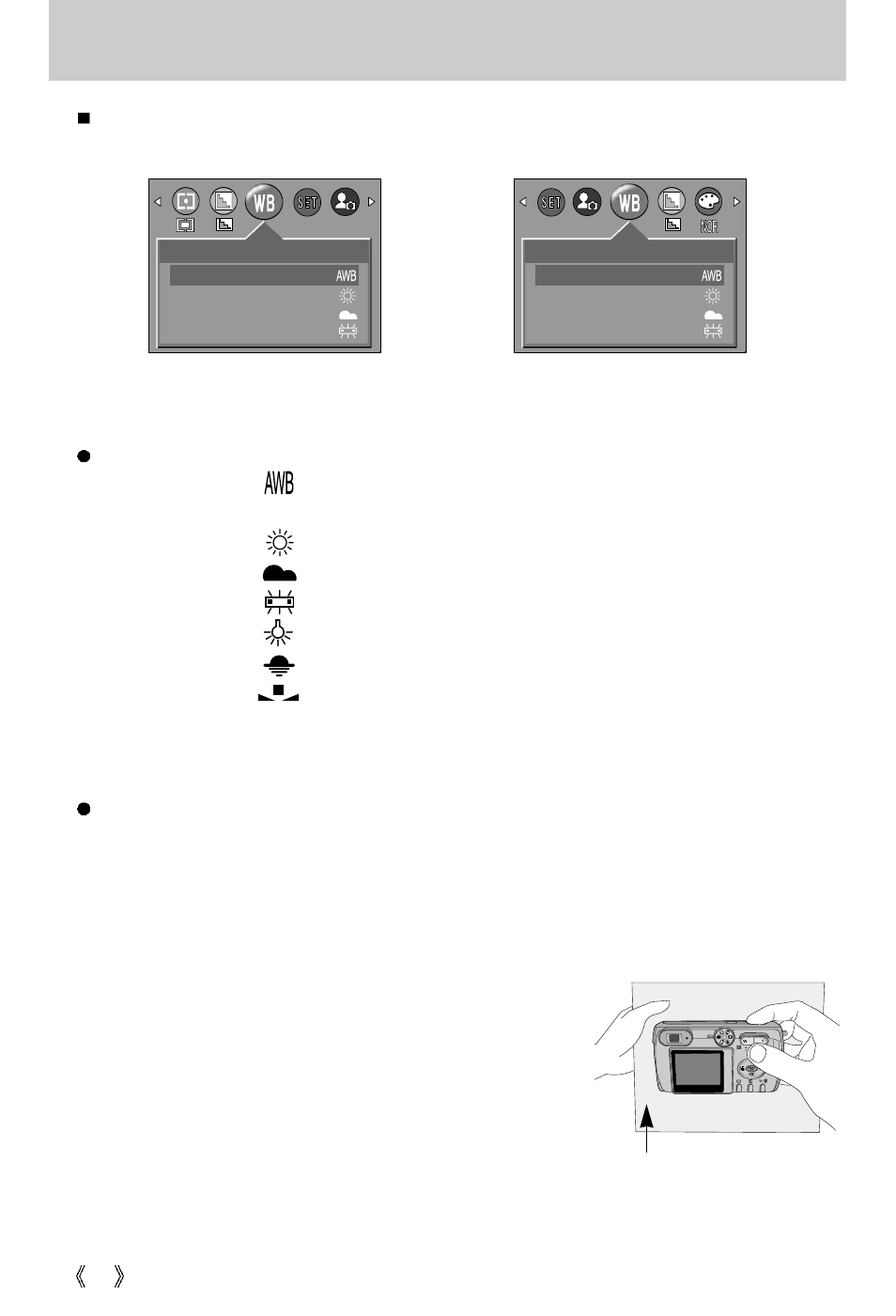 White balance | Samsung Digimax 202 User Manual | Page 38 / 100