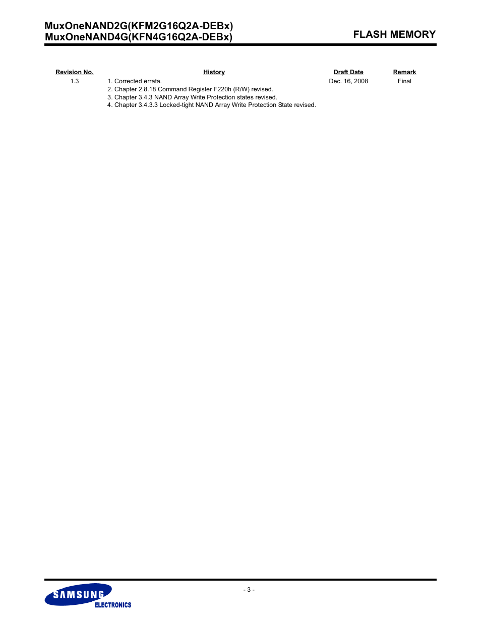 Samsung MUXONENAND A-DIE KFM2G16Q2A User Manual | Page 3 / 173