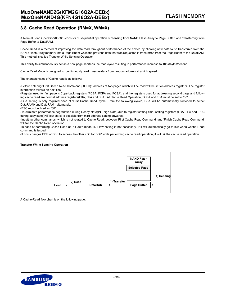 8 cache read operation (rm=x, wm=x) | Samsung MUXONENAND A-DIE KFM2G16Q2A User Manual | Page 96 / 173