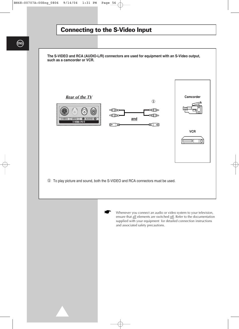 Connecting to the s-video input | Samsung PS-37S4A1 User Manual | Page 3 / 6