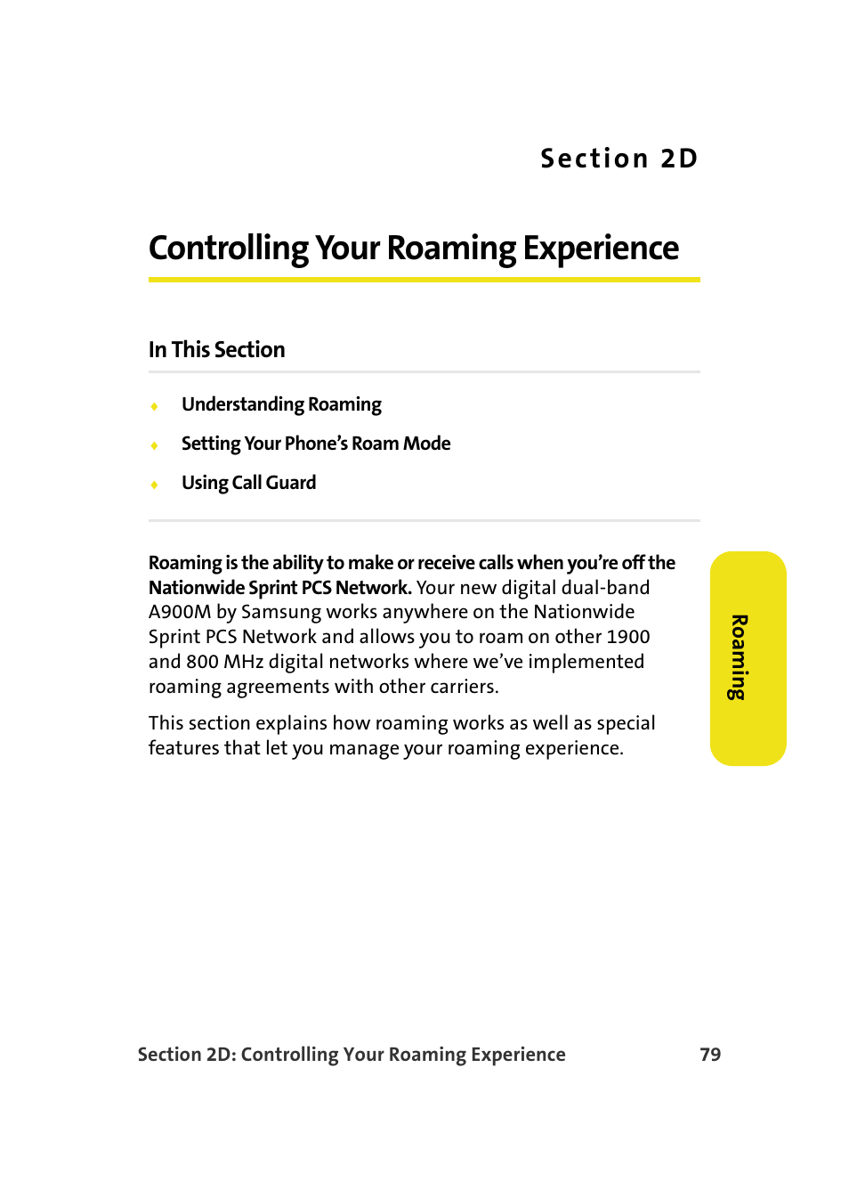 Controlling your roaming experience, 2d. controlling your roaming experience | Samsung A900M User Manual | Page 103 / 276