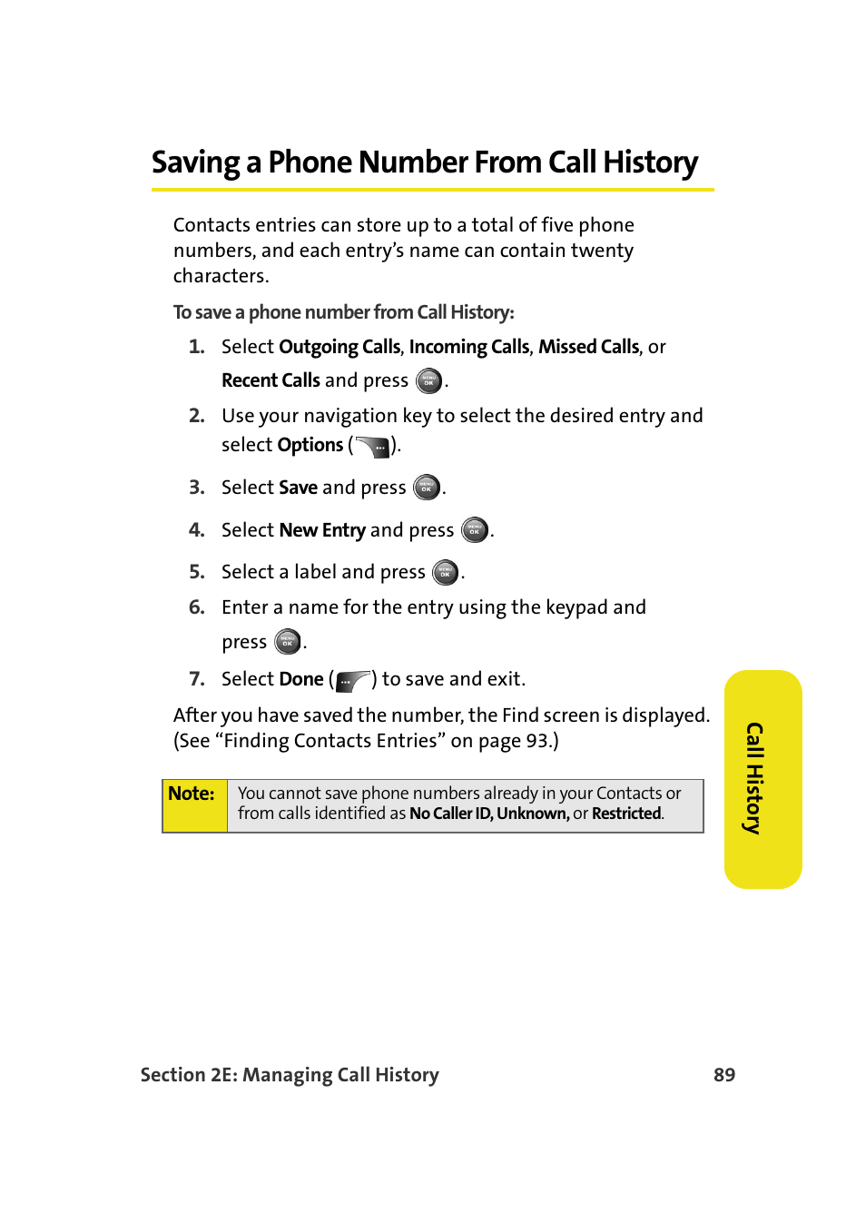 Saving a phone number from call history | Samsung A900M User Manual | Page 113 / 276