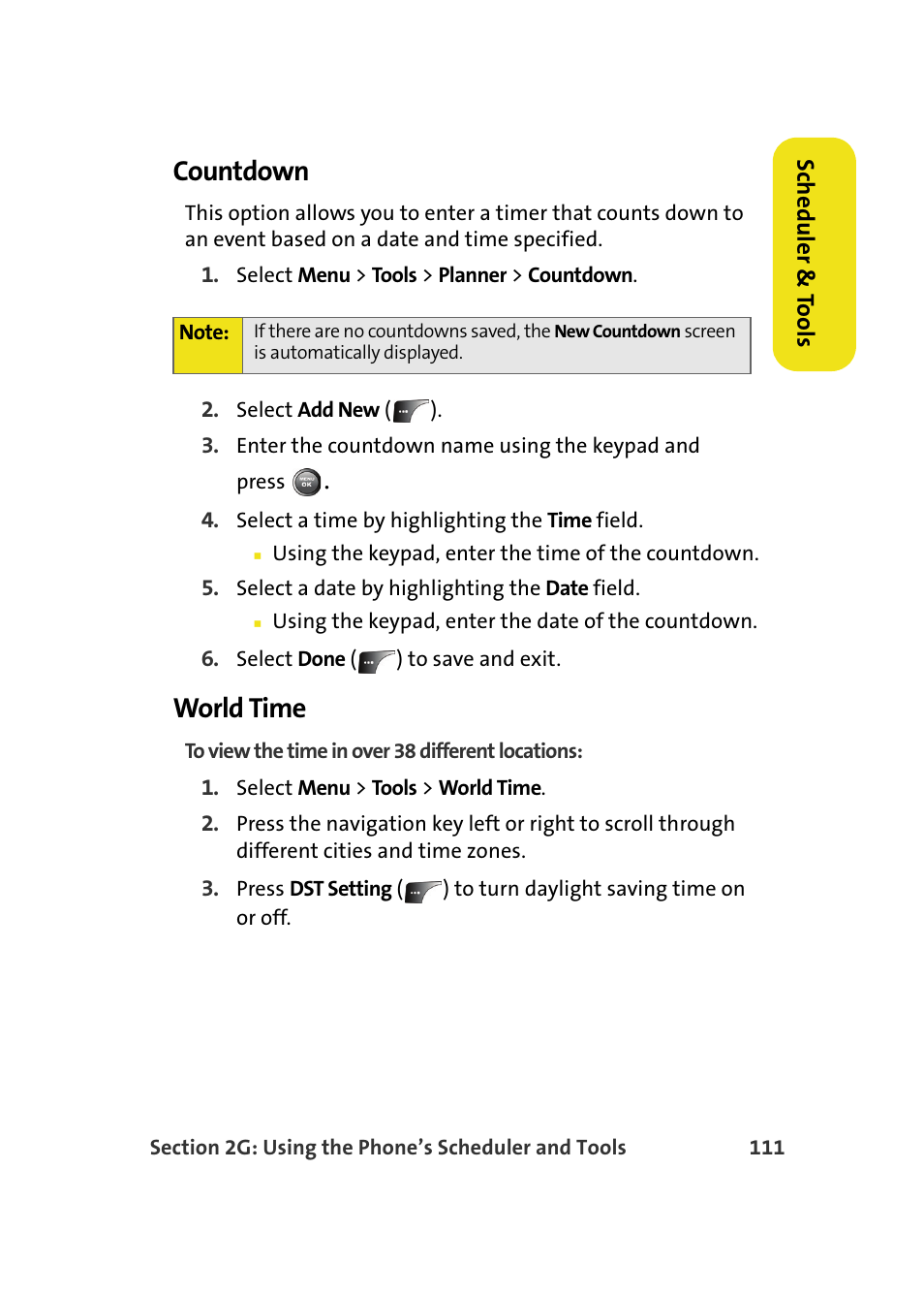 Countdown, World time | Samsung A900M User Manual | Page 135 / 276