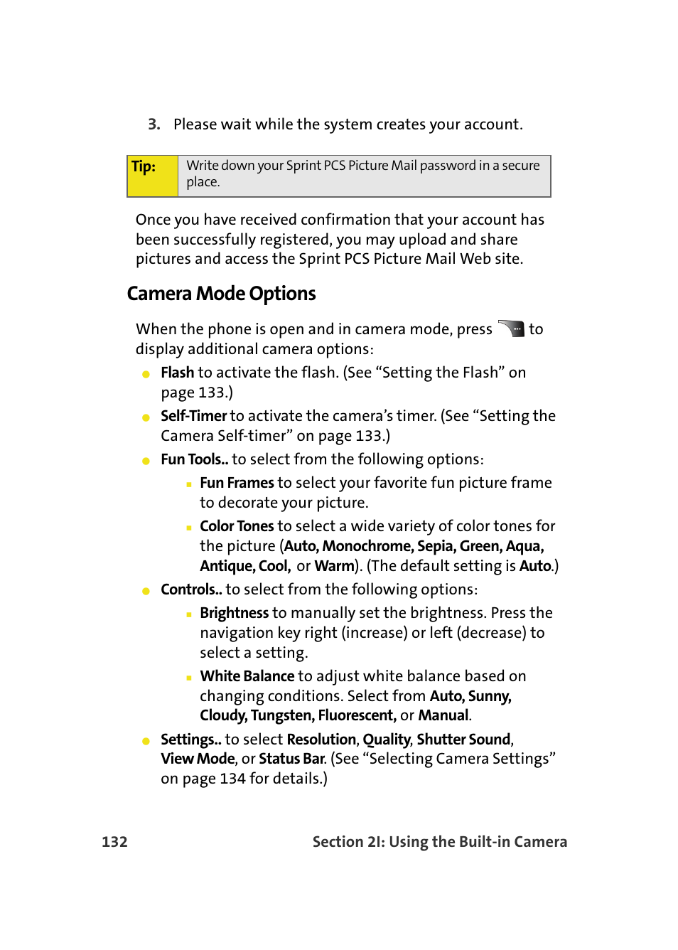 Camera mode options | Samsung A900M User Manual | Page 156 / 276