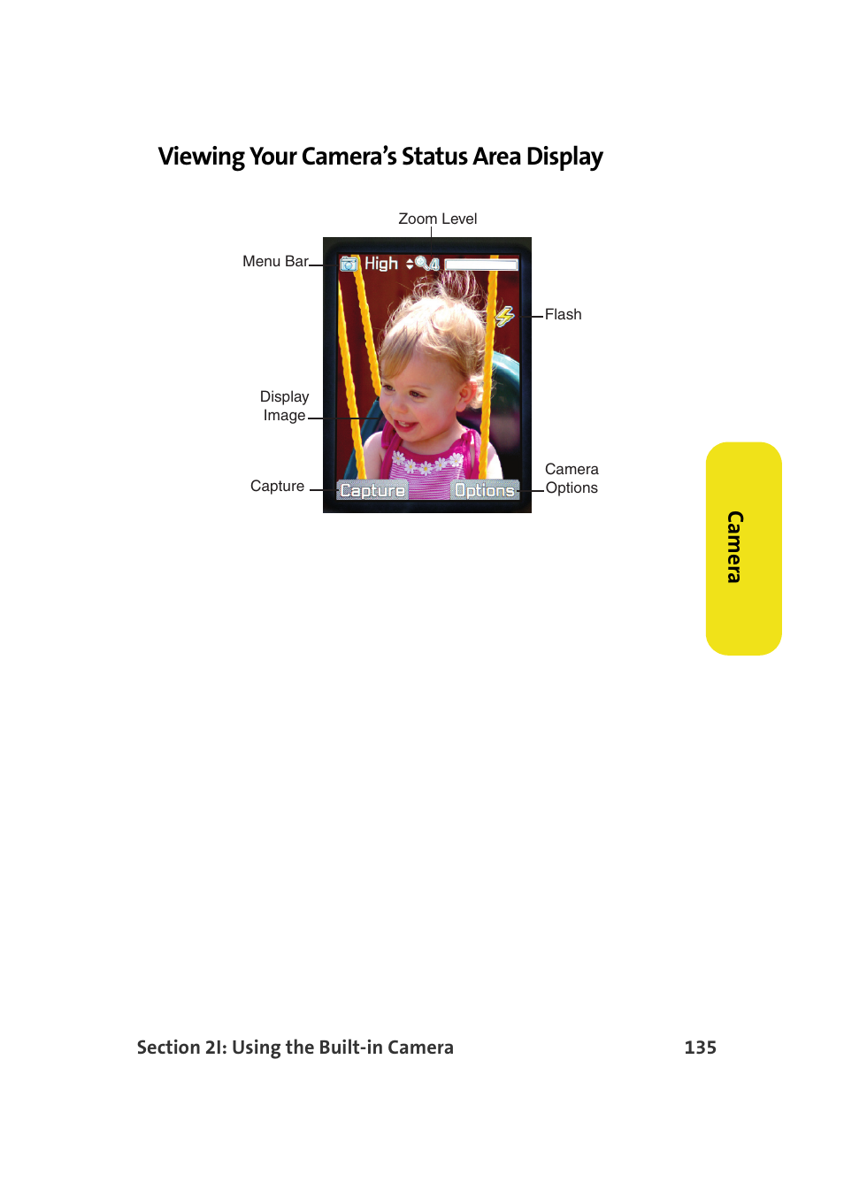 Viewing your camera’s status area display, Ca m e ra | Samsung A900M User Manual | Page 159 / 276