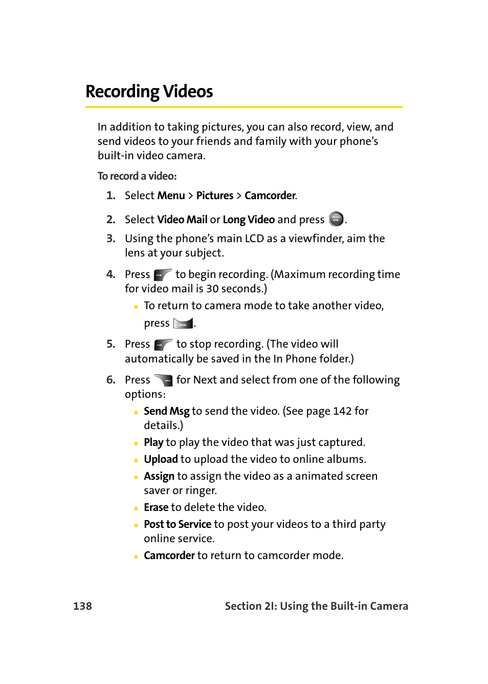 Recording videos | Samsung A900M User Manual | Page 162 / 276