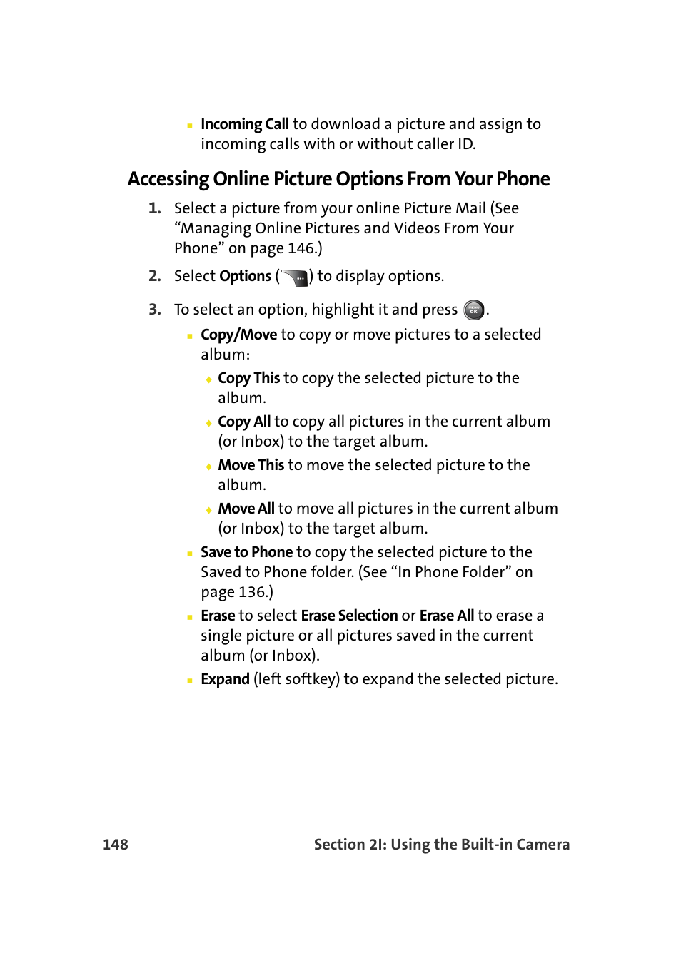 Accessing online picture options from your phone | Samsung A900M User Manual | Page 172 / 276