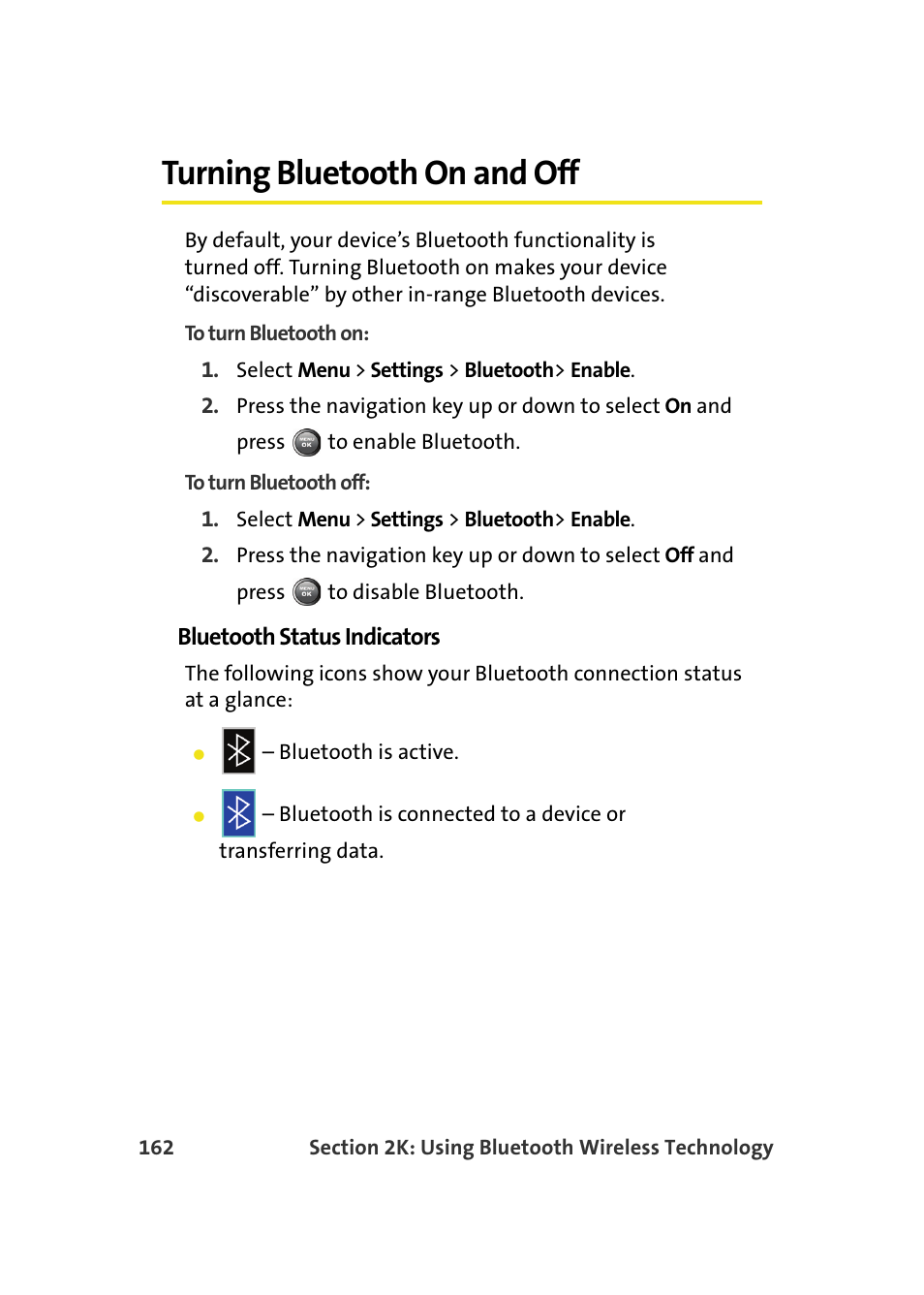 Turning bluetooth on and off | Samsung A900M User Manual | Page 186 / 276