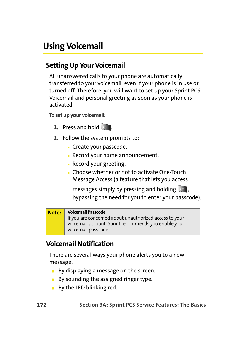 Using voicemail, Setting up your voicemail, Voicemail notification | Samsung A900M User Manual | Page 196 / 276