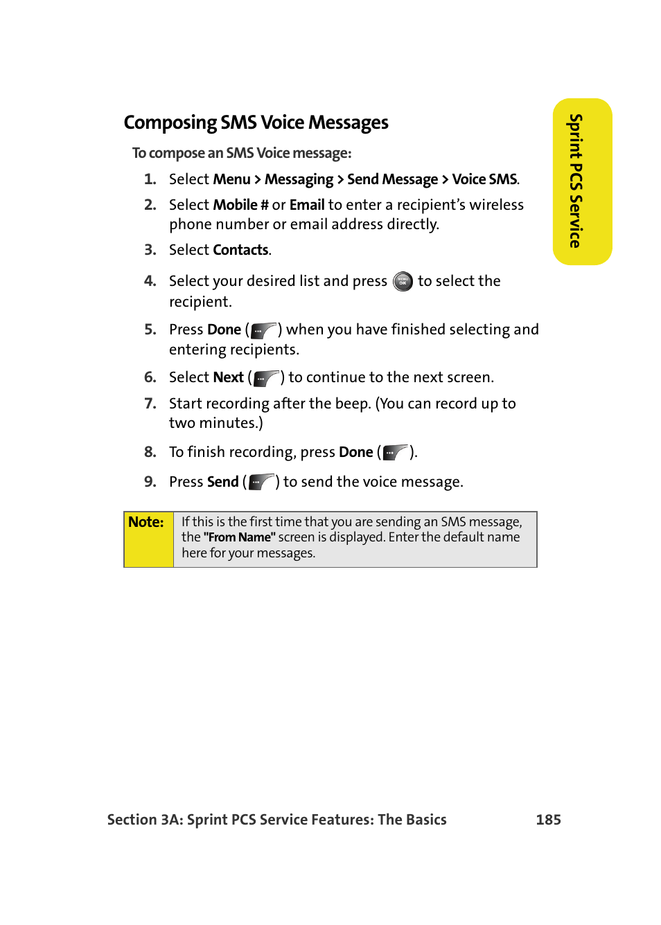 Composing sms voice messages | Samsung A900M User Manual | Page 209 / 276