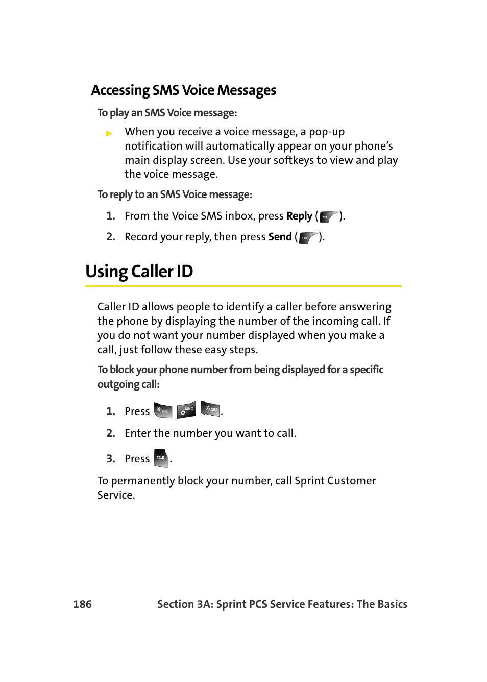 Accessing sms voice messages, Using caller id | Samsung A900M User Manual | Page 210 / 276